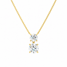 Valora Round Duo Drop Lab-Grown Diamond Necklace in 18K Yellow Gold, front view