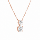 Valora Round Duo Drop Diamond Necklace in 14K Rose Gold second product view