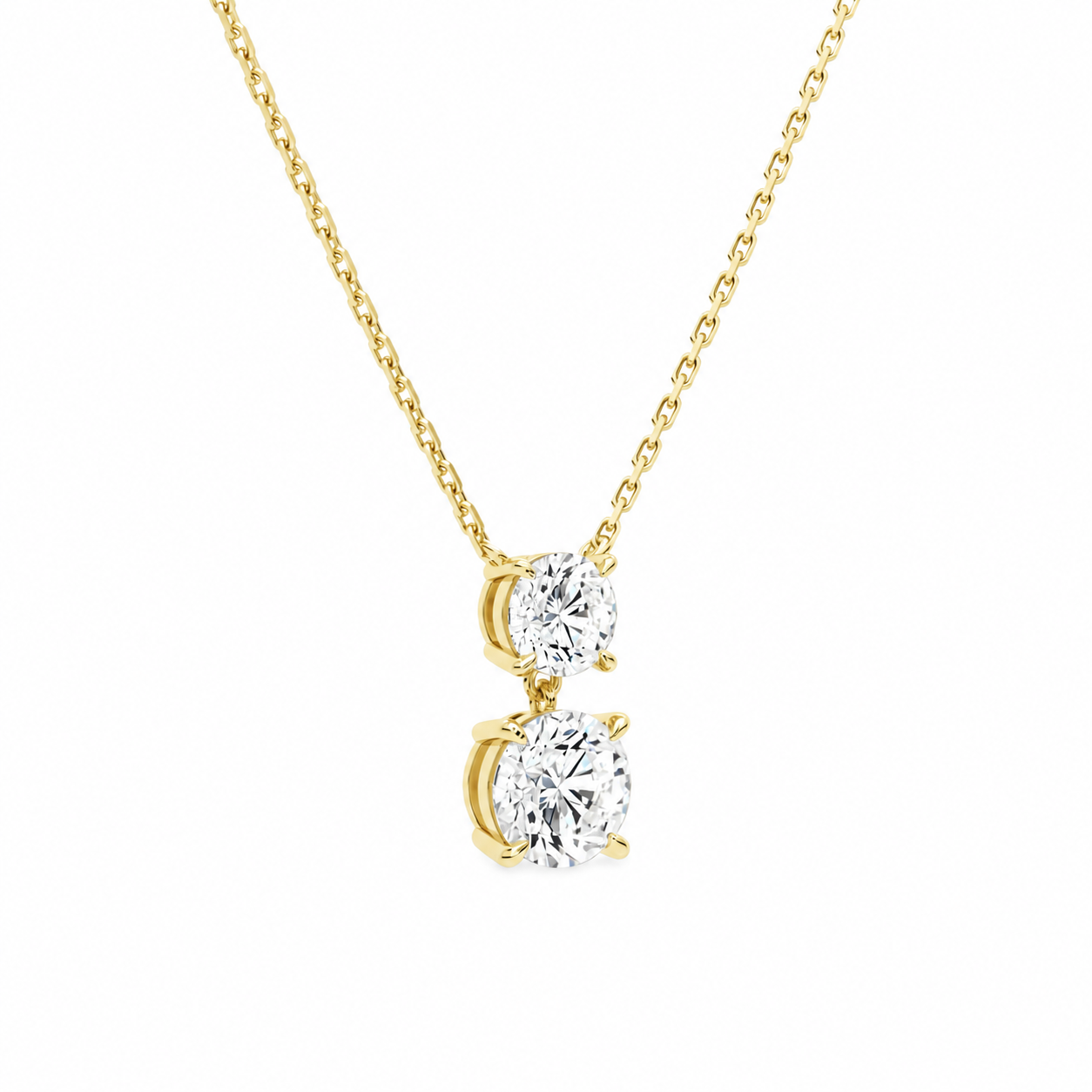 Valora Round Duo Drop Diamond Necklace in 14K Yellow Gold second product view