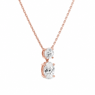 Valora Oval & Round Duo Drop Diamond Necklace in 14K Rose Gold second product view