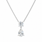 Valora Pear & Round Duo Drop Lab-Grown Diamond Necklace in Platinum, front view
