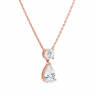Valora Pear & Round Duo Drop Diamond Necklace in 14K Rose Gold second product view