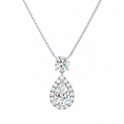 Soraya Halo Duo Drop Lab-Grown Diamond Necklace in Platinum, front view
