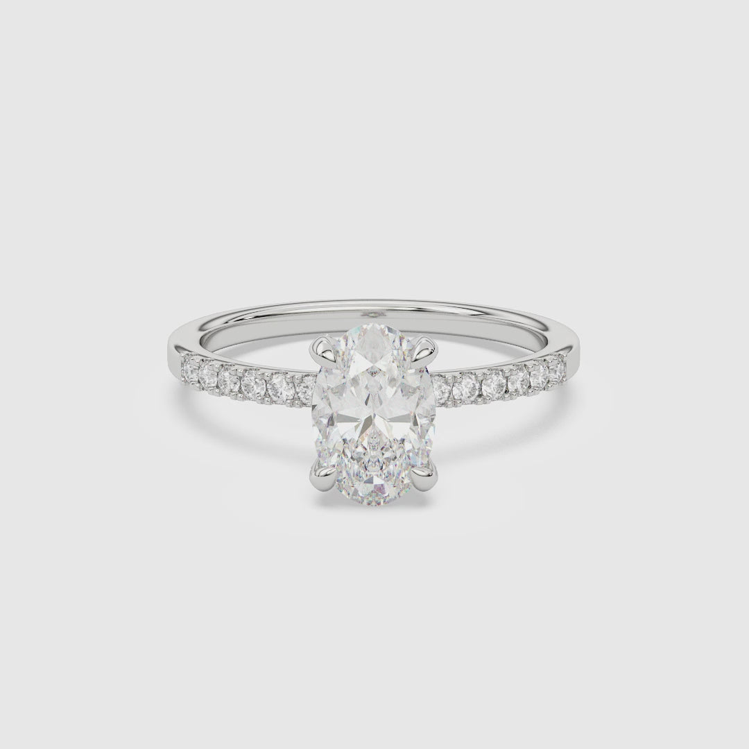 Oval Hidden Halo Accent Petite Pavé spin video