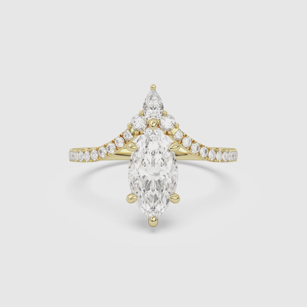 Marquise Tiara Accent Side Stone spin video