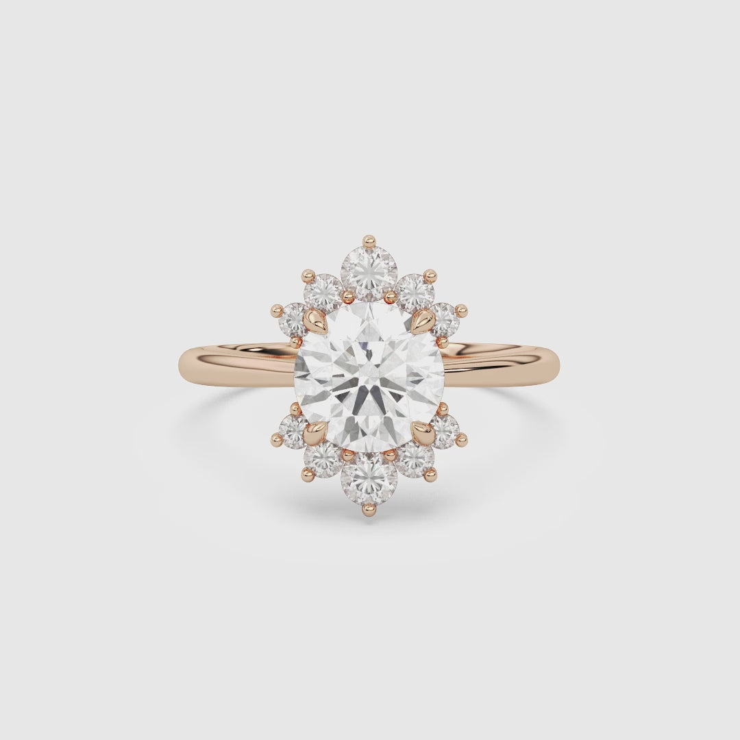 Round Floral Cluster Halo spin video