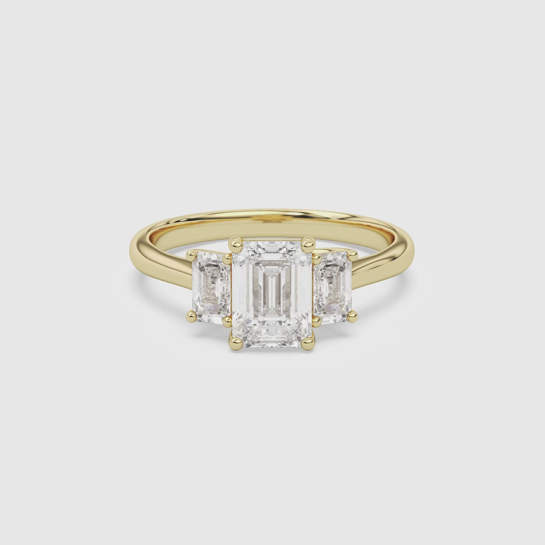 Emerald Emerald Three-Stone with Step-Cut Sides spin video