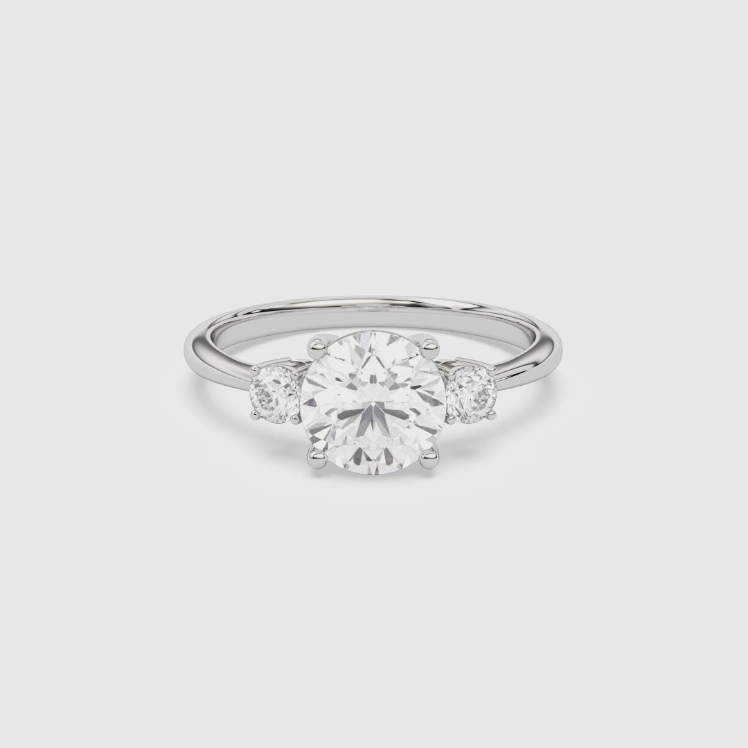 Round Classic Round Three Stone Small Sides spin video