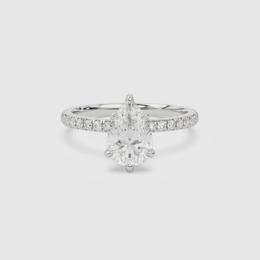 Pear Hidden Halo Crown Pavé spin video