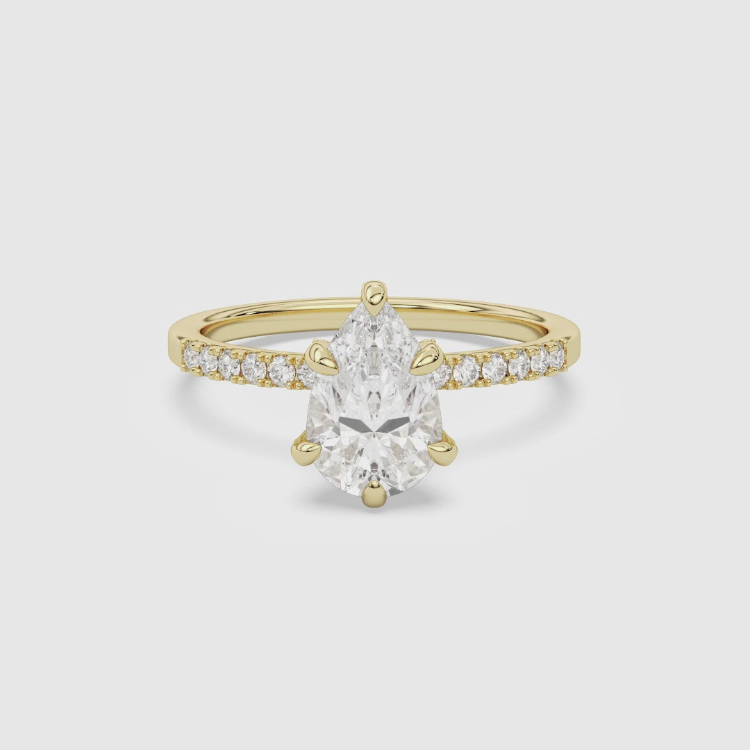 Pear Hidden Halo Accent Petite Pavé spin video