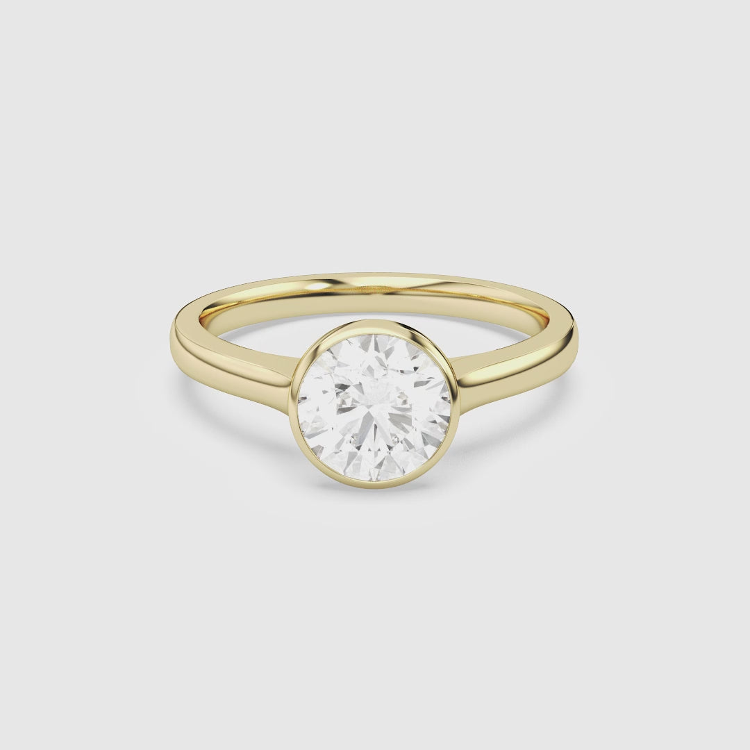 Round Medium Tapered Bezel Solitaire spin video