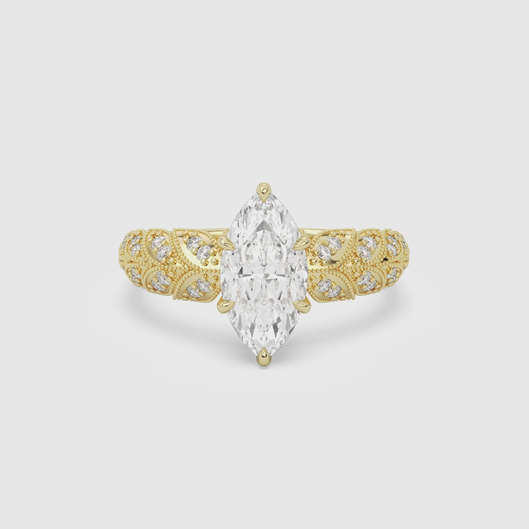 Marquise Laurel Nature Side Stone spin video