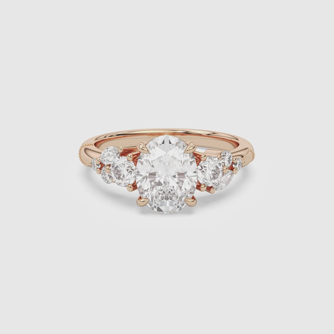 Oval Composite Three Stone Ring spin video
