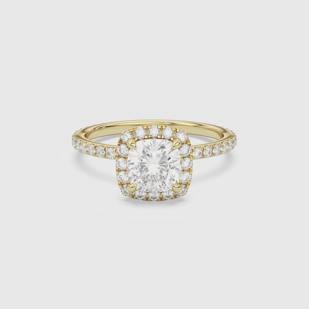 Cushion Scalloped Halo Pavé spin video