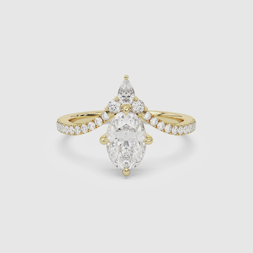 Oval Tiara Accent Side Stone spin video