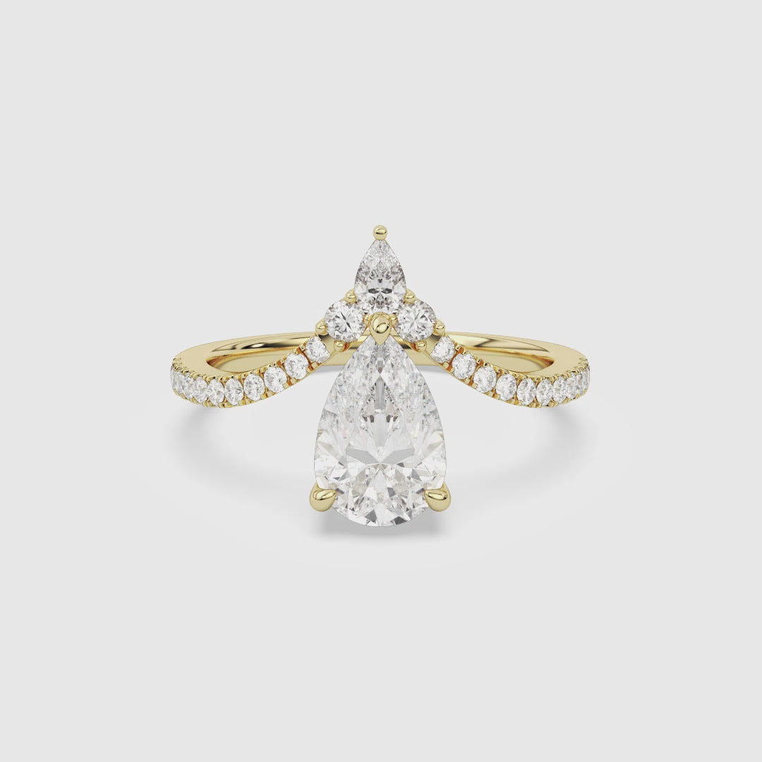 Pear Tiara Accent Side Stone spin video