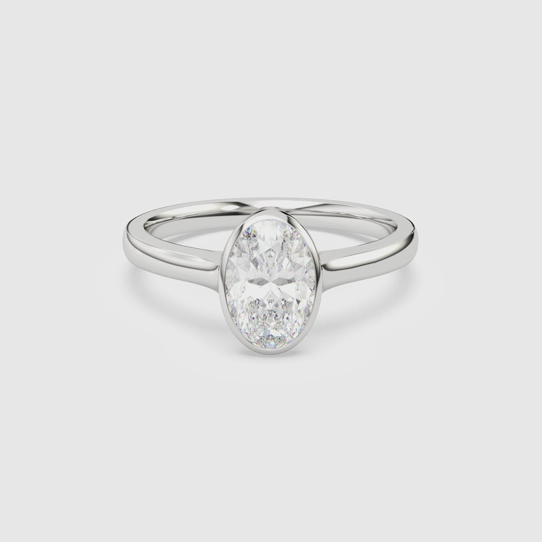 Oval Medium Tapered Bezel Solitaire spin video