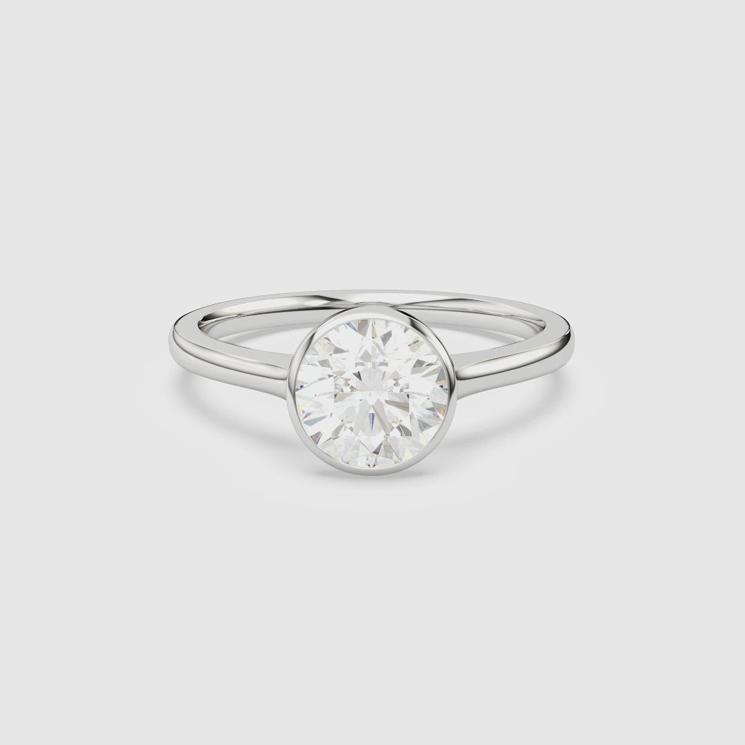 Round Slim Tapered Bezel Solitaire spin video