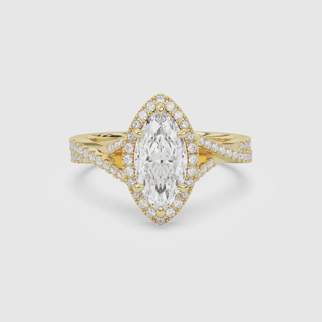 Marquise Twisted Shank Halo spin video