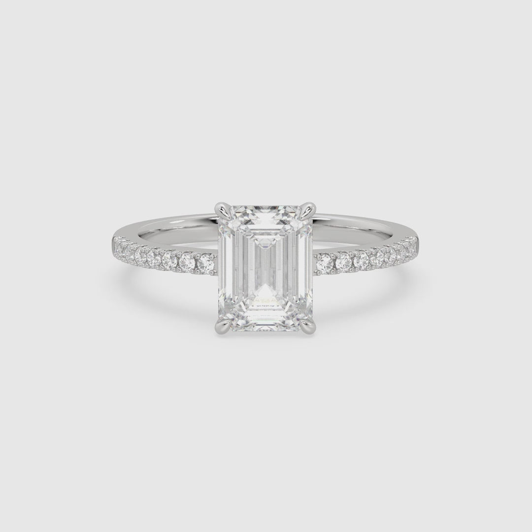 Emerald Classic Basket Pavé Solitaire spin video