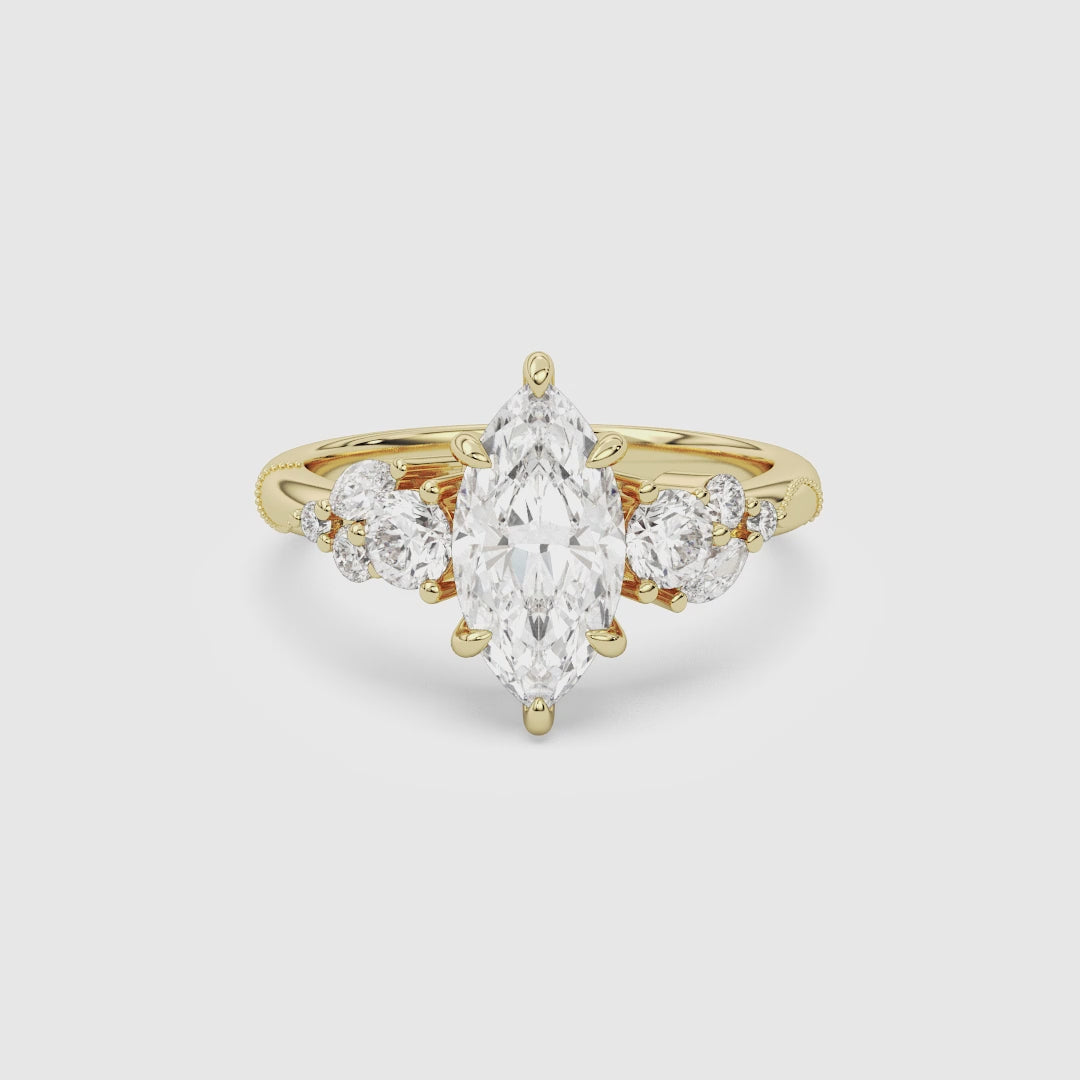Marquise Composite Three Stone Ring spin video