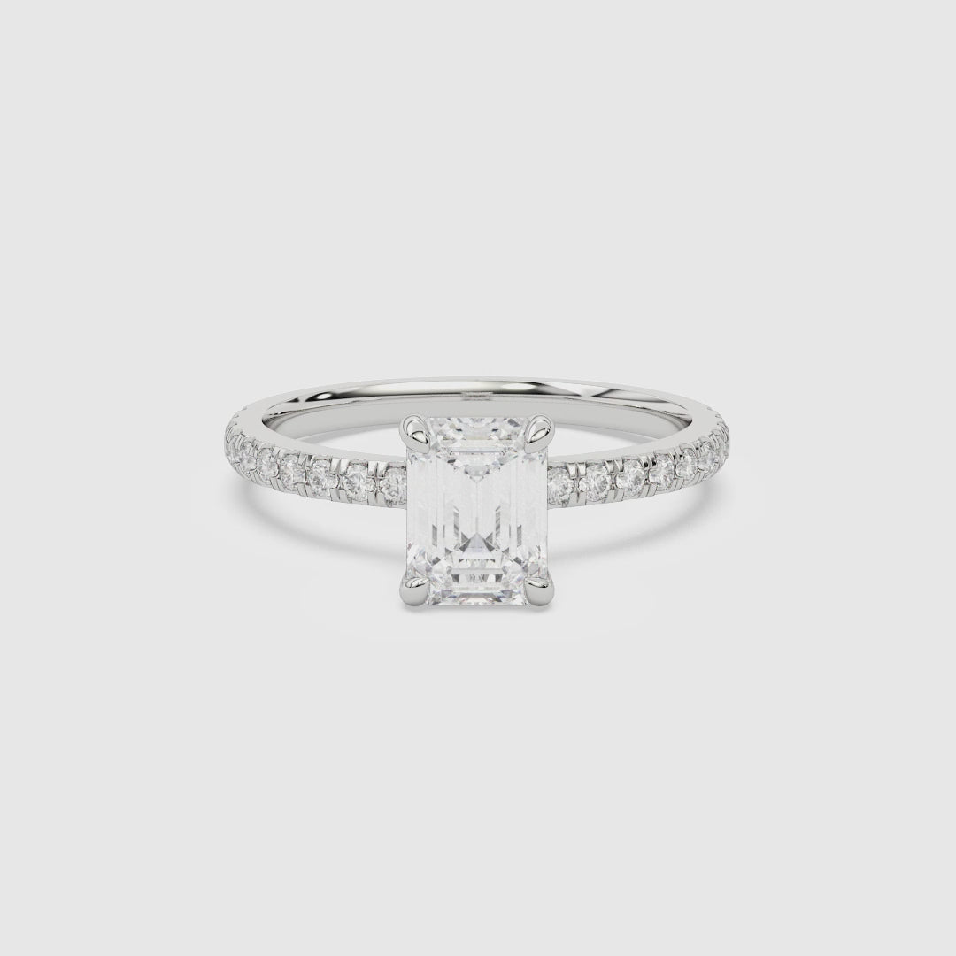 Emerald Hidden Halo Crown Petite Pavé spin video