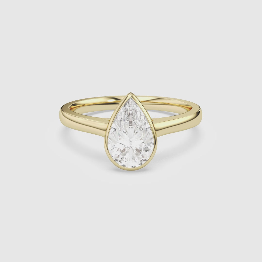 Pear Medium Tapered Bezel Solitaire spin video