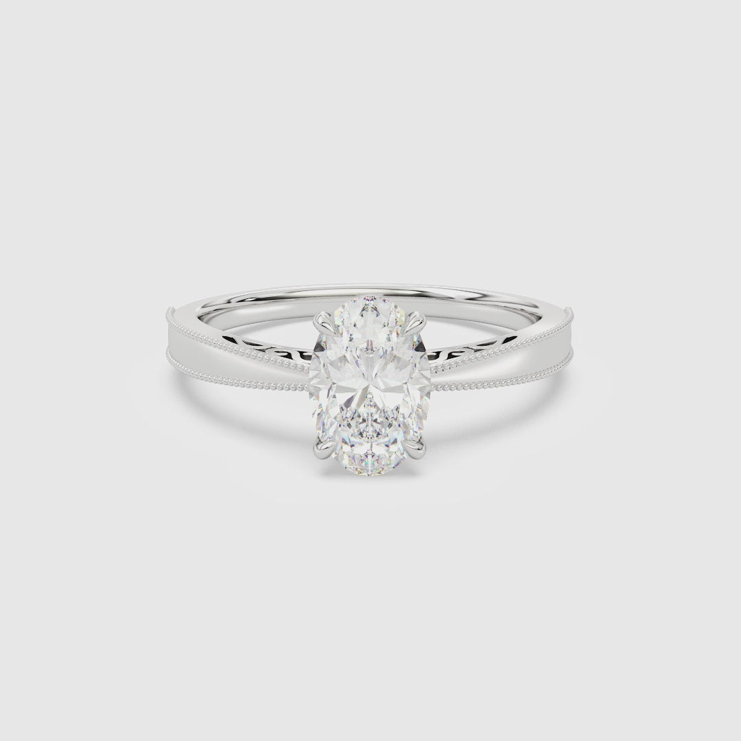 Oval Milgrain Edge Solitaire spin video