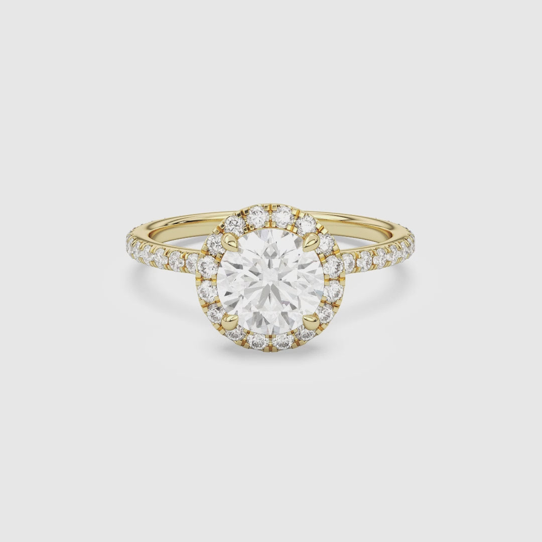Round Scalloped Halo Pavé spin video