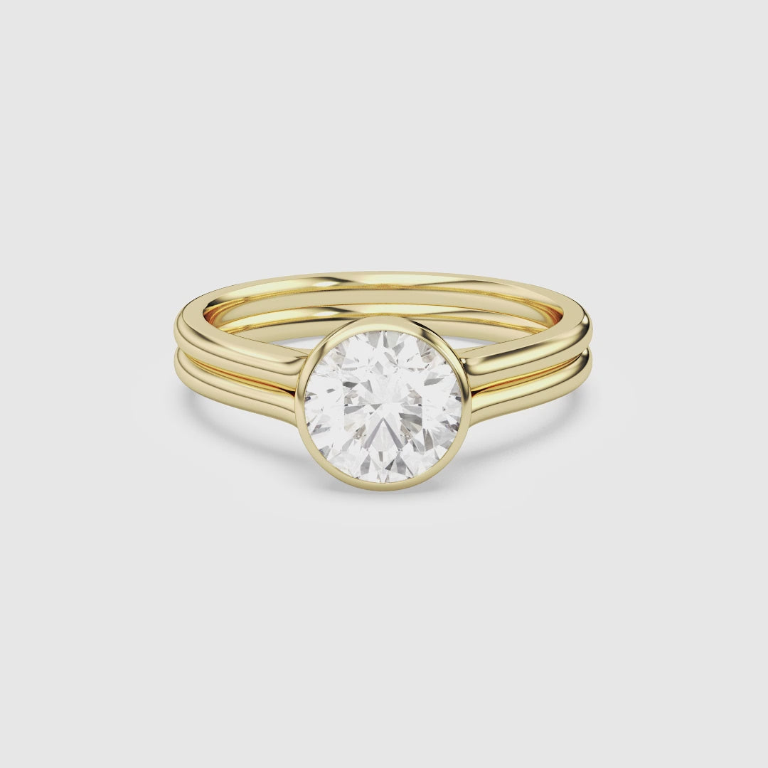 Round Stacked Band Bezel Solitaire spin video