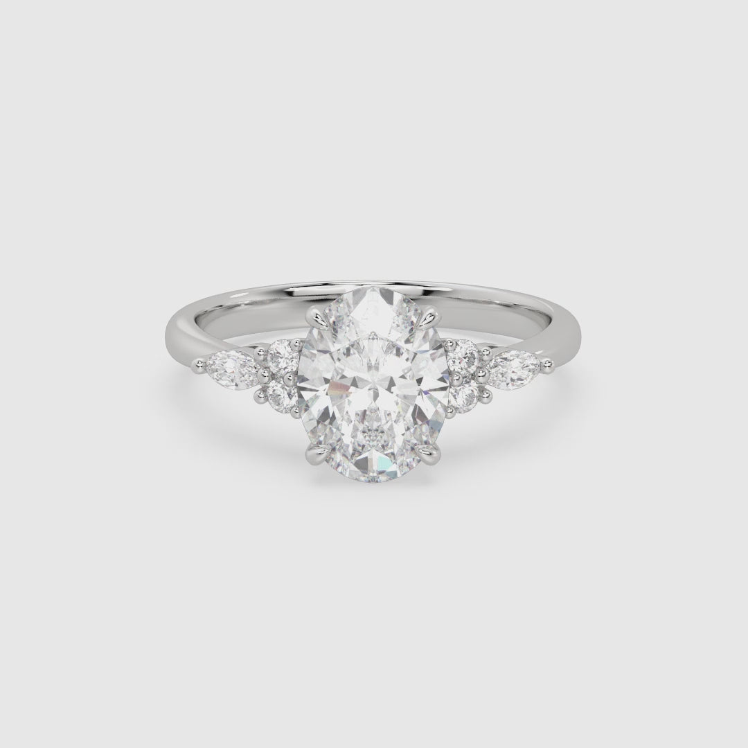 Oval Composite Floral Side Stone spin video