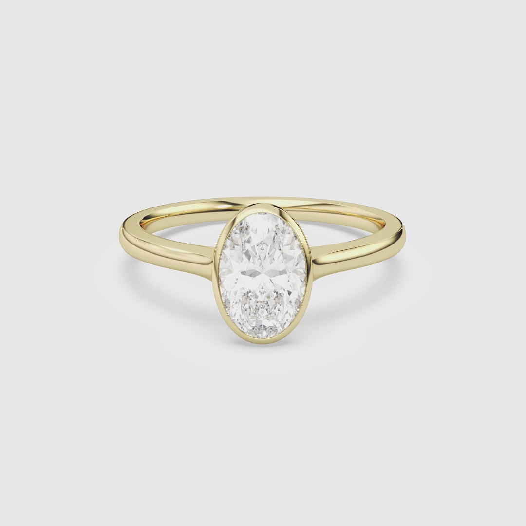 Oval Slim Tapered Bezel Solitaire spin video