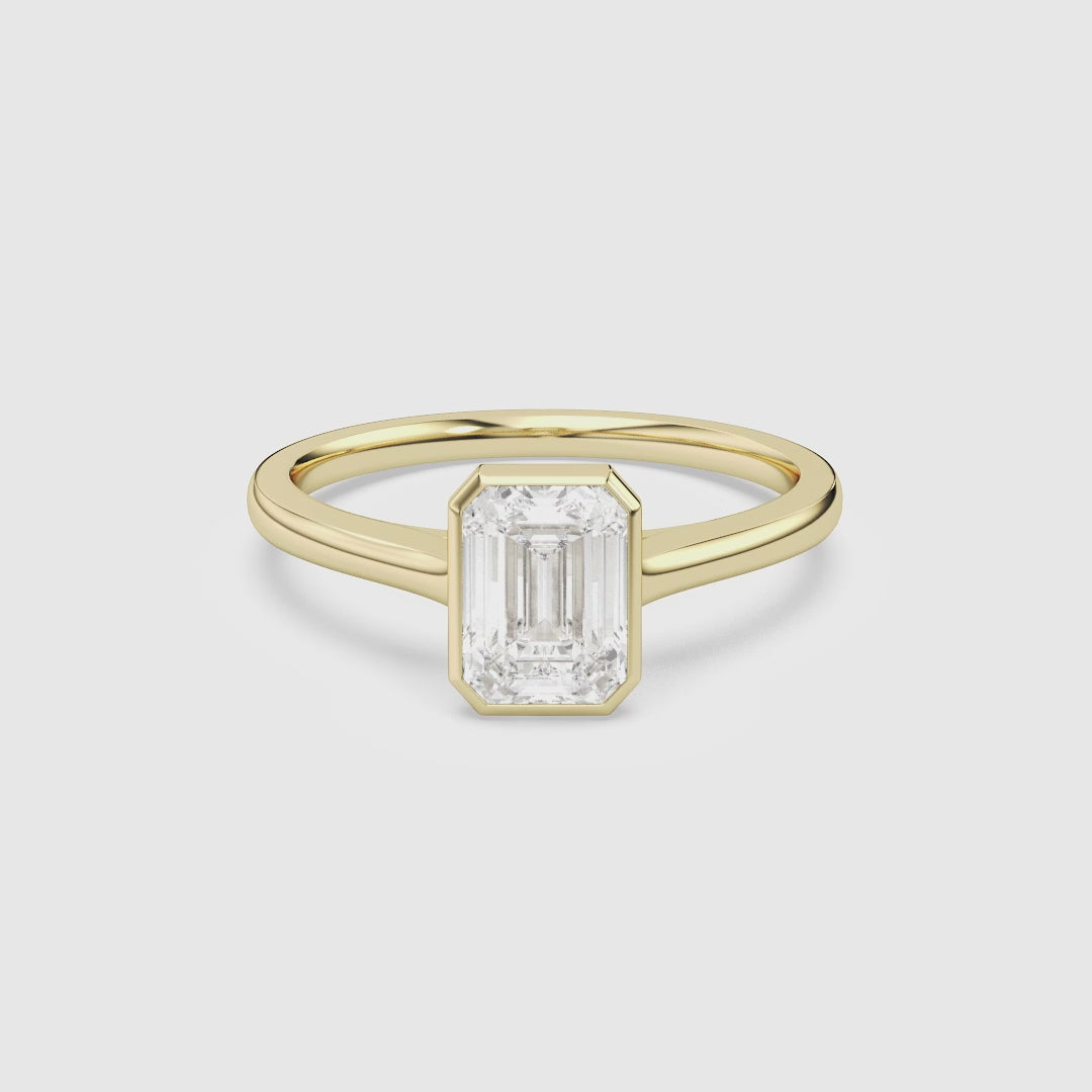Emerald Slim Tapered Bezel Solitaire spin video
