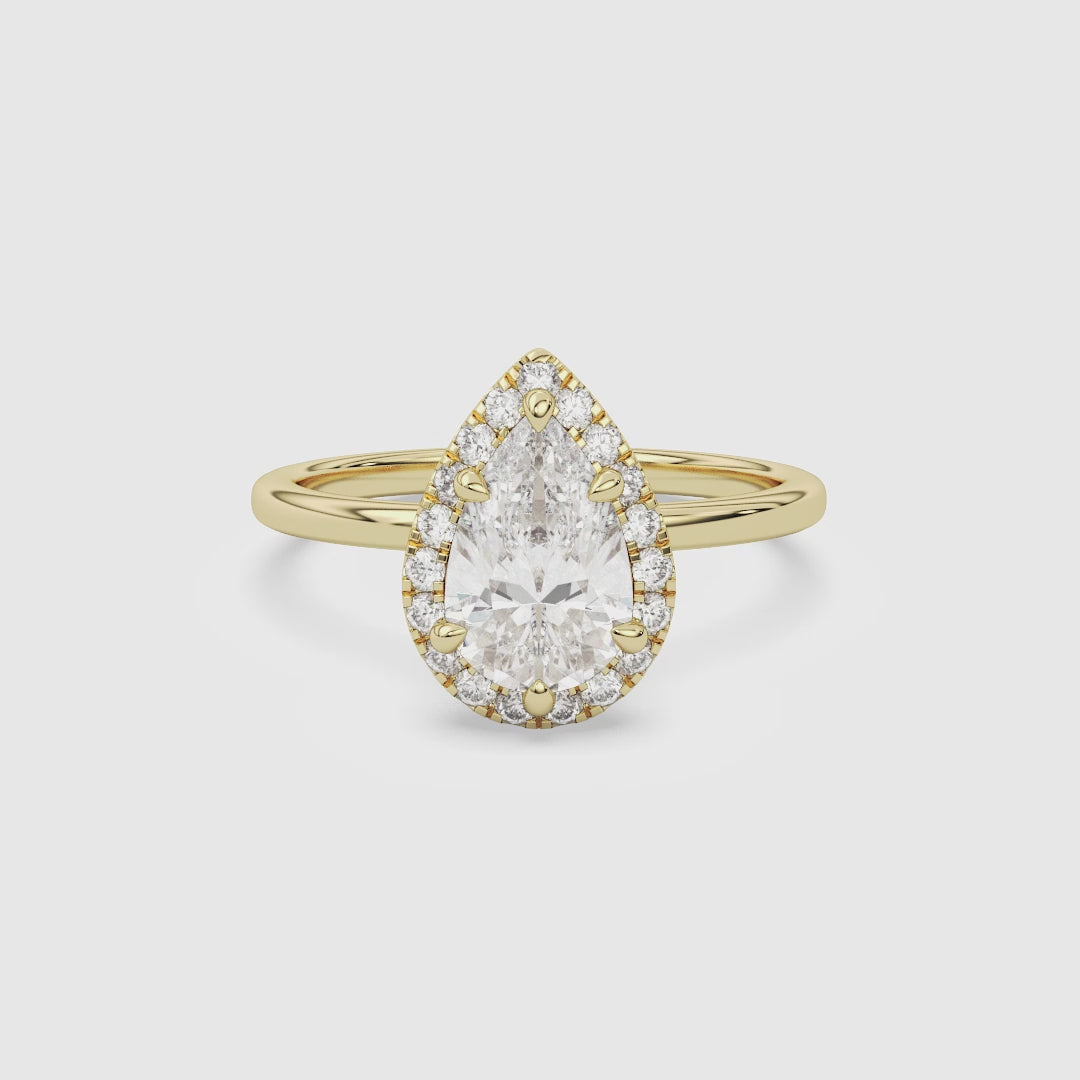 Pear Scalloped Halo Baseline spin video
