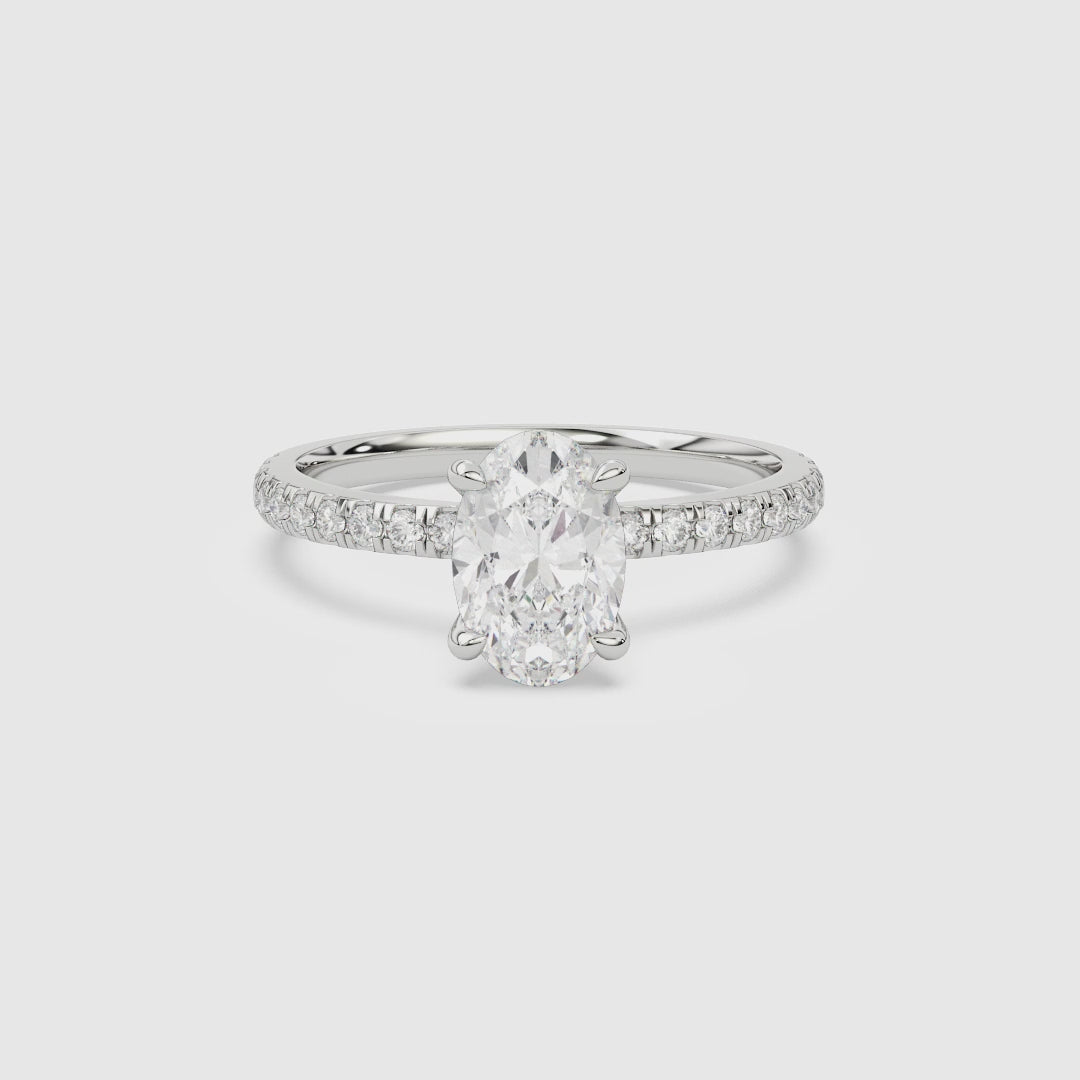 Oval Hidden Halo Crown Petite Pavé spin video