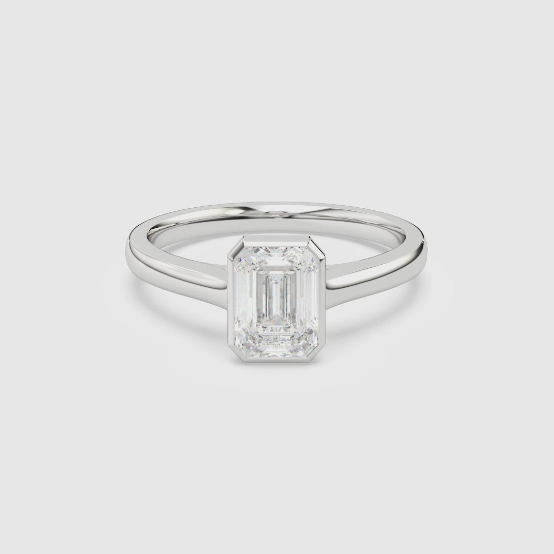 Emerald Medium Tapered Bezel Solitaire spin video