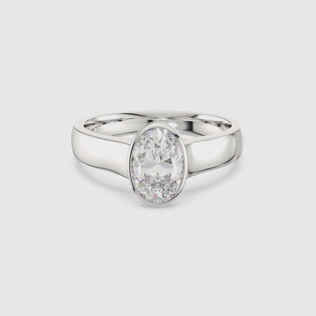 Oval Wide Tapered Bezel Solitaire spin video