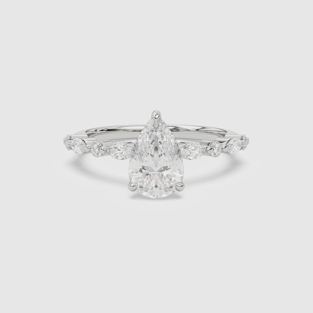 Pear Mixed-Shaped Shoulder Accent Ring spin video
