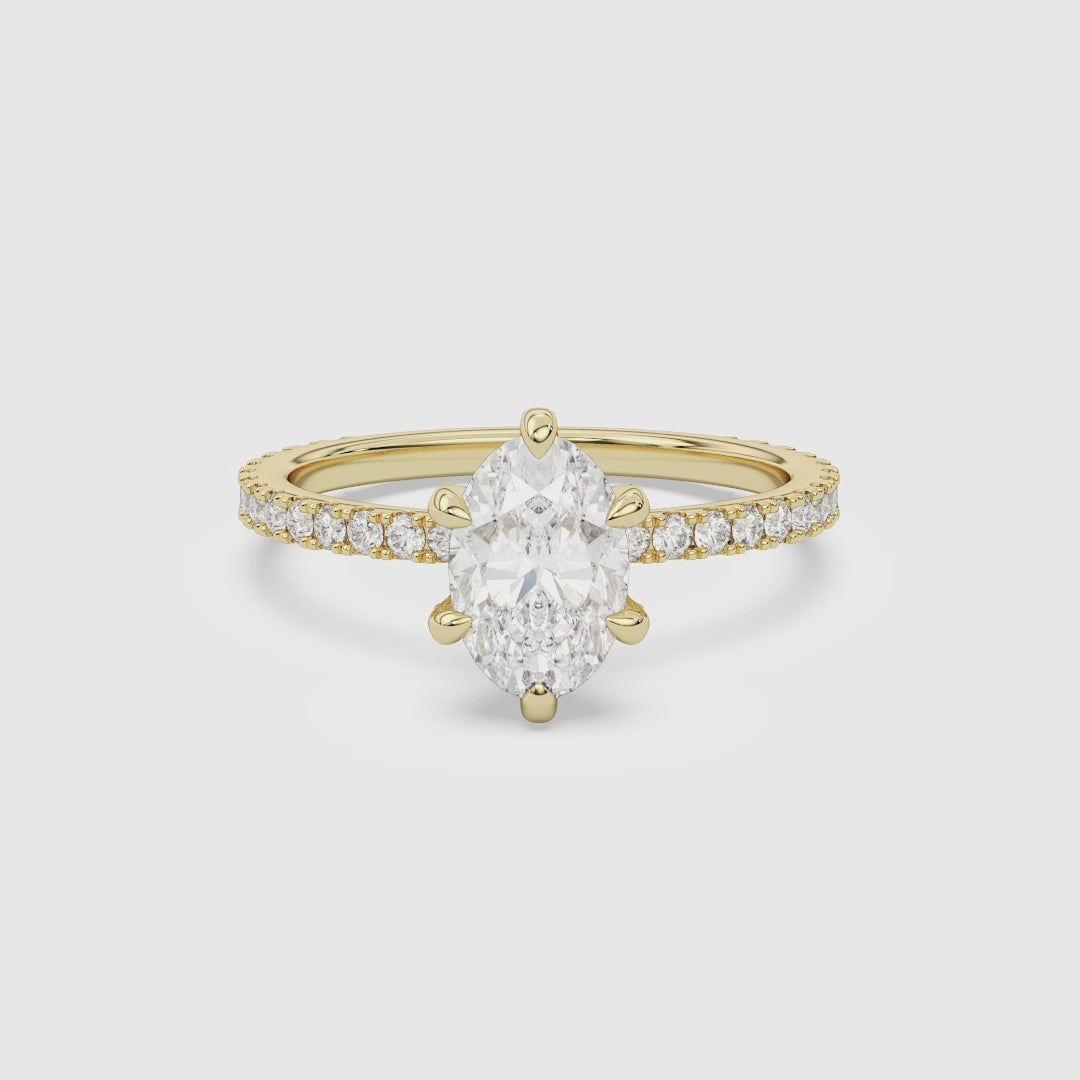 Oval Hidden Halo Accent Six-Prong Pavé spin video
