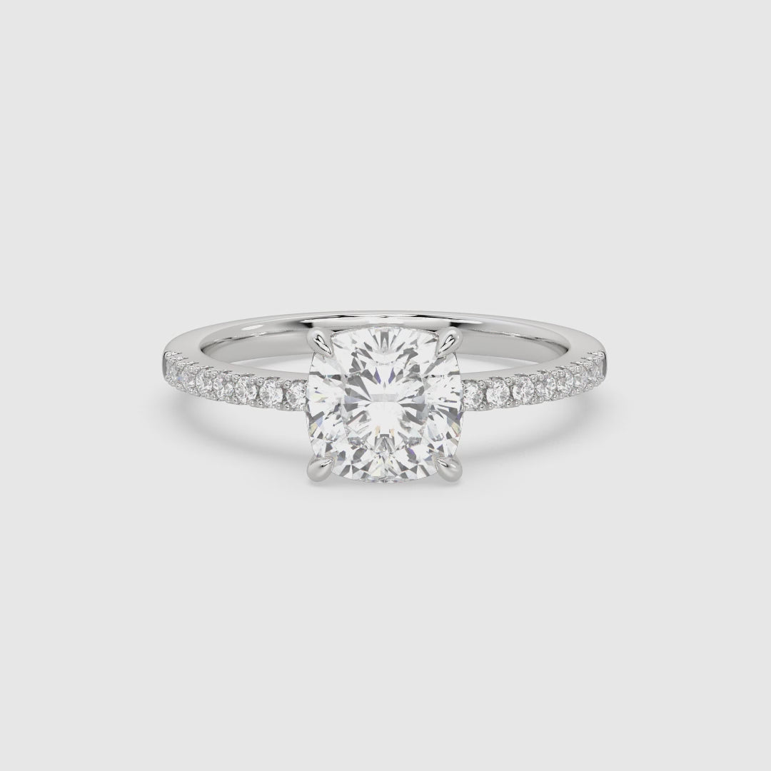 Cushion Classic Basket Pavé Solitaire spin video