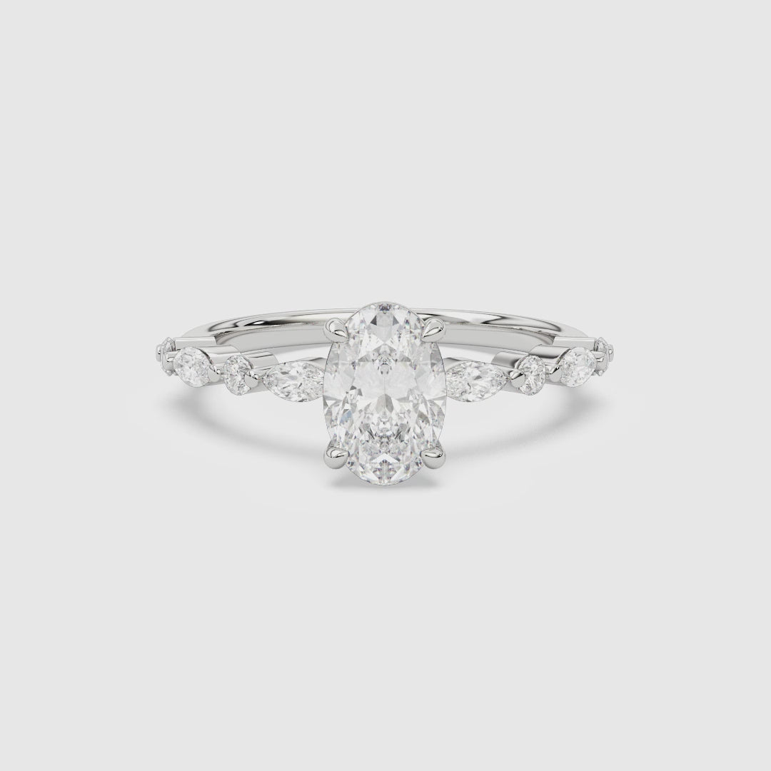 Oval Mixed-Shaped Shoulder Accent Ring spin video