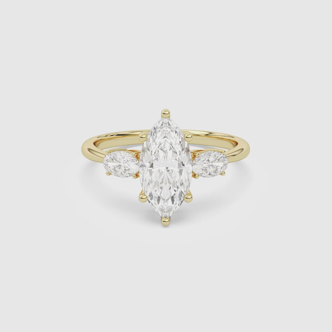Marquise Classic Three Stone spin video