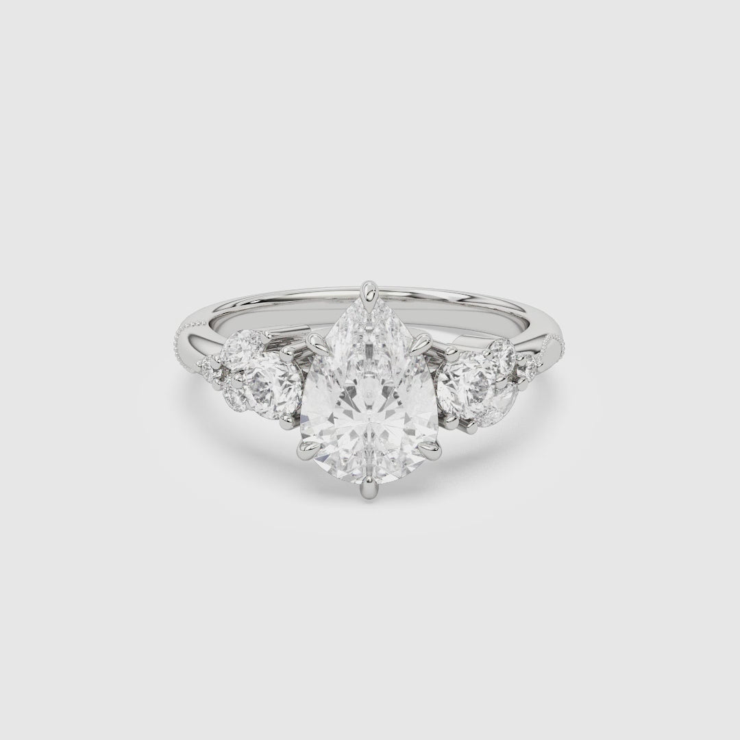 Pear Composite Three Stone Ring spin video