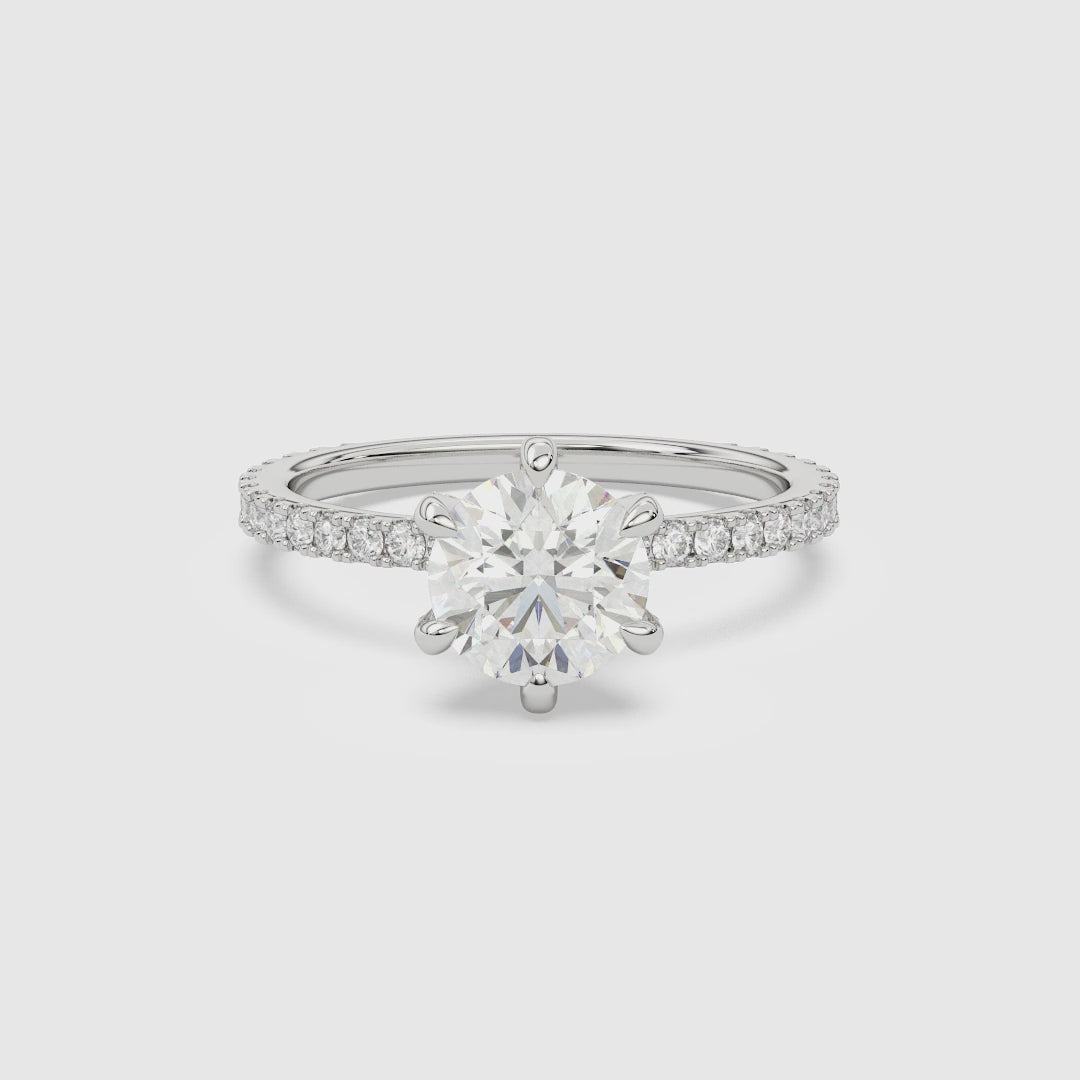 Round Hidden Halo Accent Six-Prong Pavé spin video