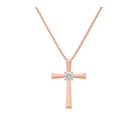 Marlowe Solitaire Cross Lab Grown Diamond Pendant Necklace in 14K Rose Gold