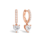 Fiorella Accented Drop Huggie Hoop Lab Grown Diamond Hoop Earrings in 14K Rose Gold