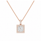 Leona Halo Accented Bail Lab Grown Diamond Pendant Necklace in 14K Rose Gold