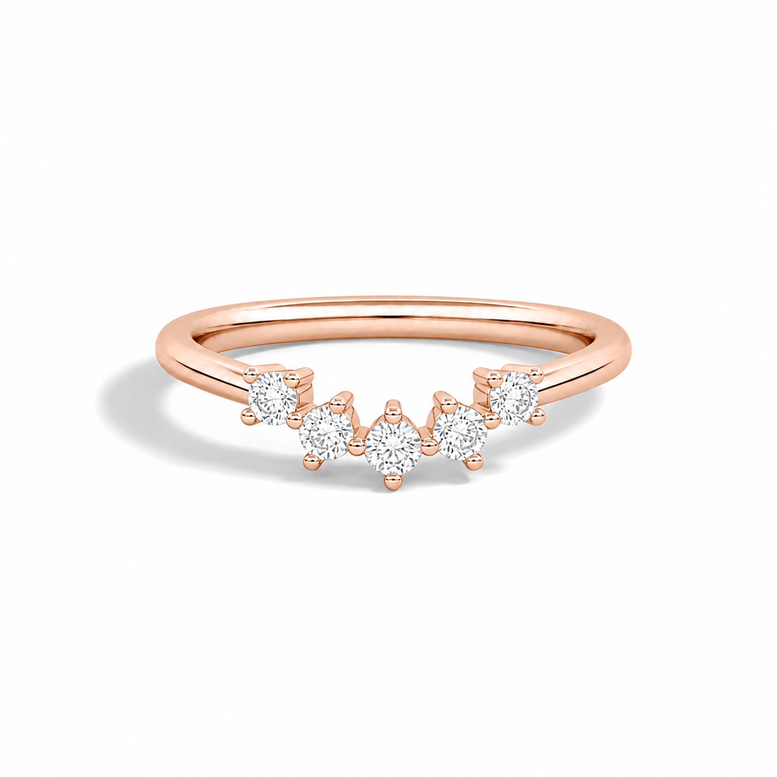 Maelle Curved Contoured 5 Stone Lab Grown Diamond Wedding Band in 14K Rose Gold