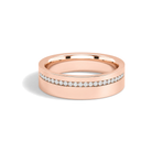 Della Half Channel Flat Edge Lab Grown Diamond Wedding Band in 14K Rose Gold