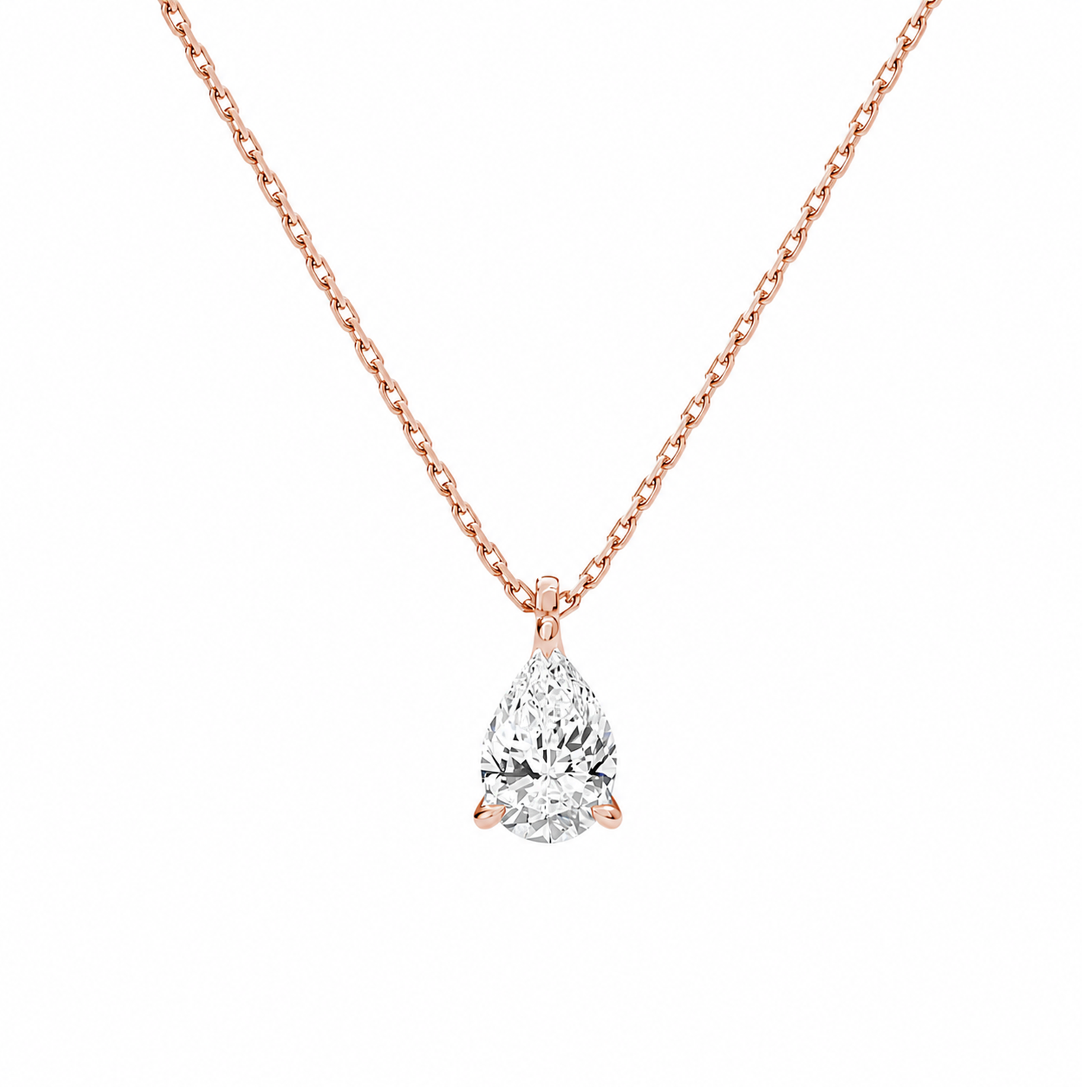 Elysia Solitaire Lab Grown Diamond Pendant Necklace in 14K Rose Gold